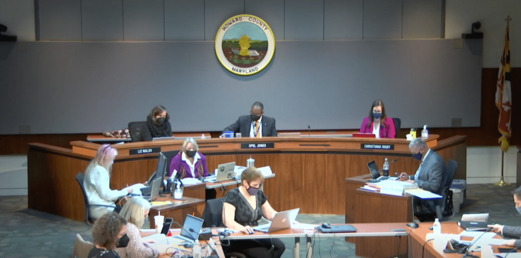 Howard County council meeting in session