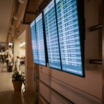 Arrival and departure displays at airport