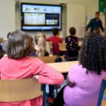 Digital chalkboard in classroom