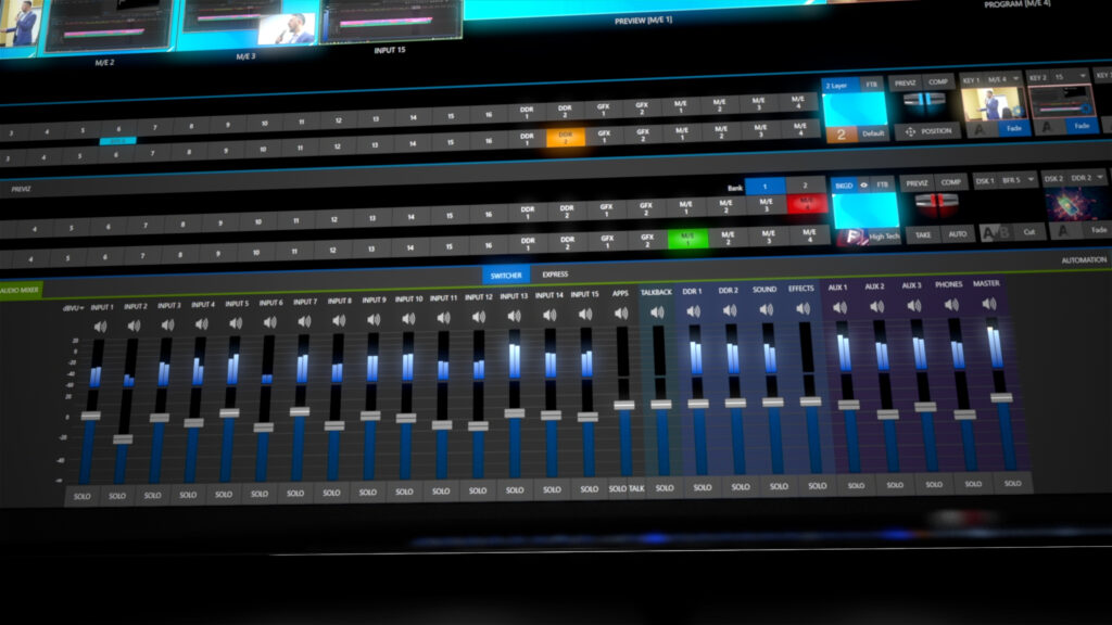 TriCaster 1 Pro audio mixing panel