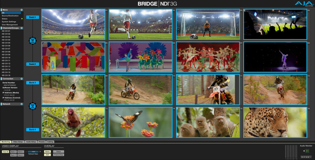 AJA Bridge NDI 3G all encode configuration view