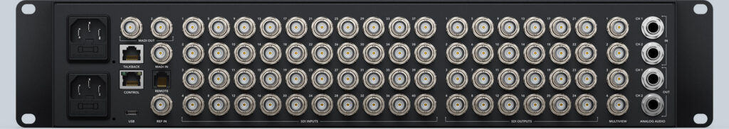 Rear panel connectors for the Blackmagic Design ATEM Constellation HD