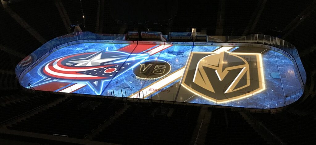 Example of Christie projector edge blending at a Vegas Golden Knights hockey game