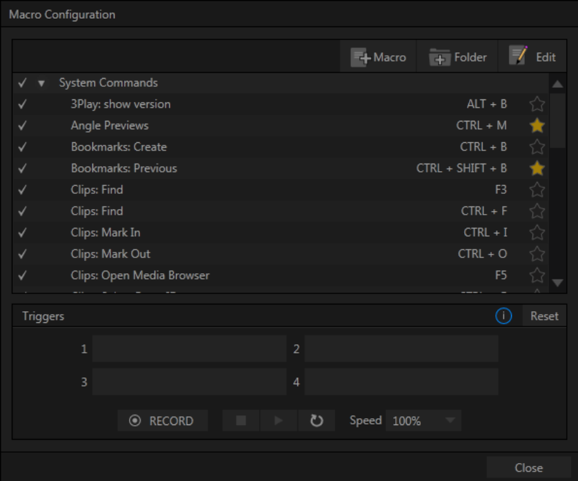 Tricaster macros menu