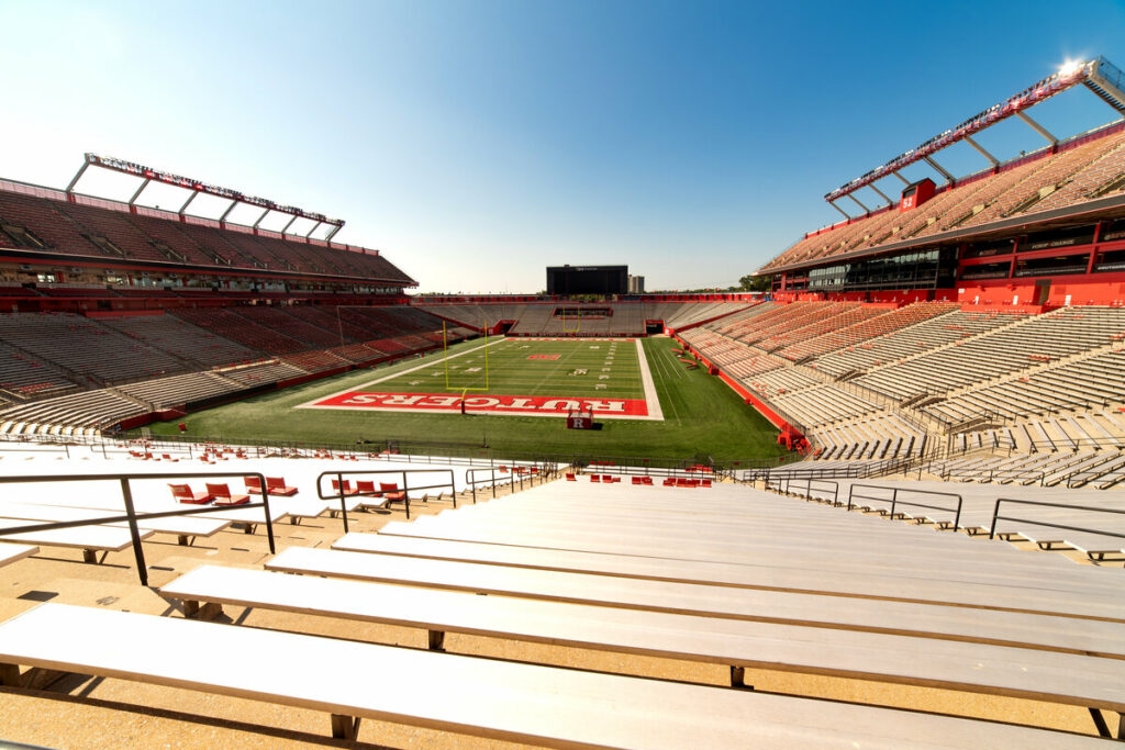 North end zone bleachers at Rutgers SHI Stadium