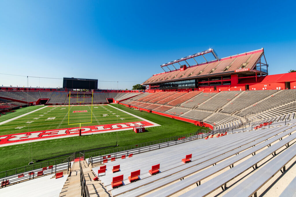 Overlooking the west bleachers and suites at Rutgers SHI Stadium