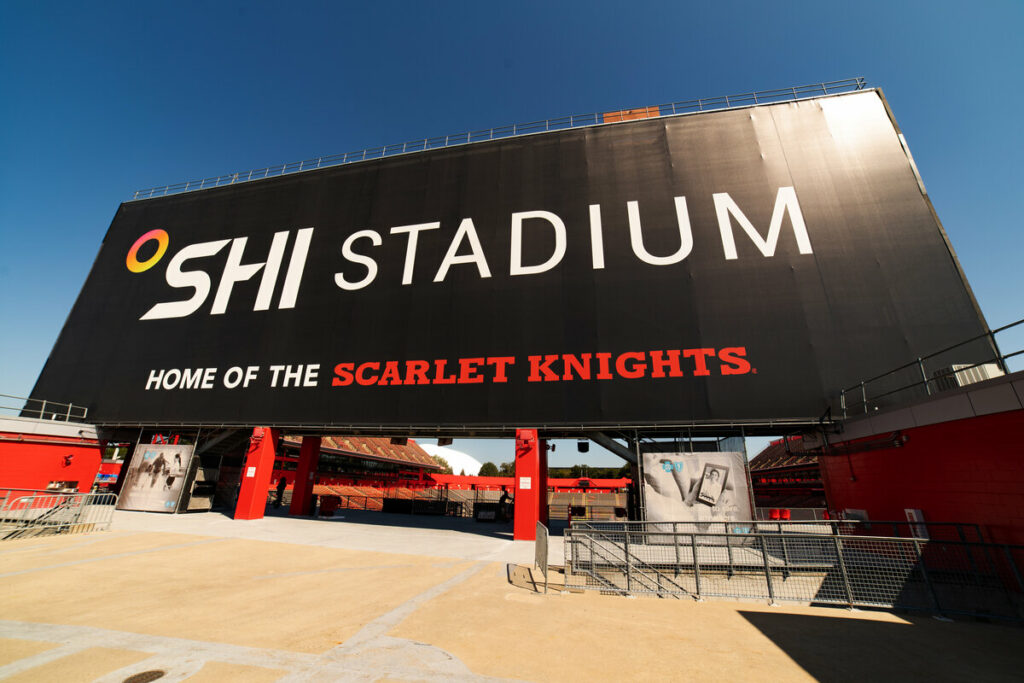 Rear view of Rutgers SHI Stadium scoreboard