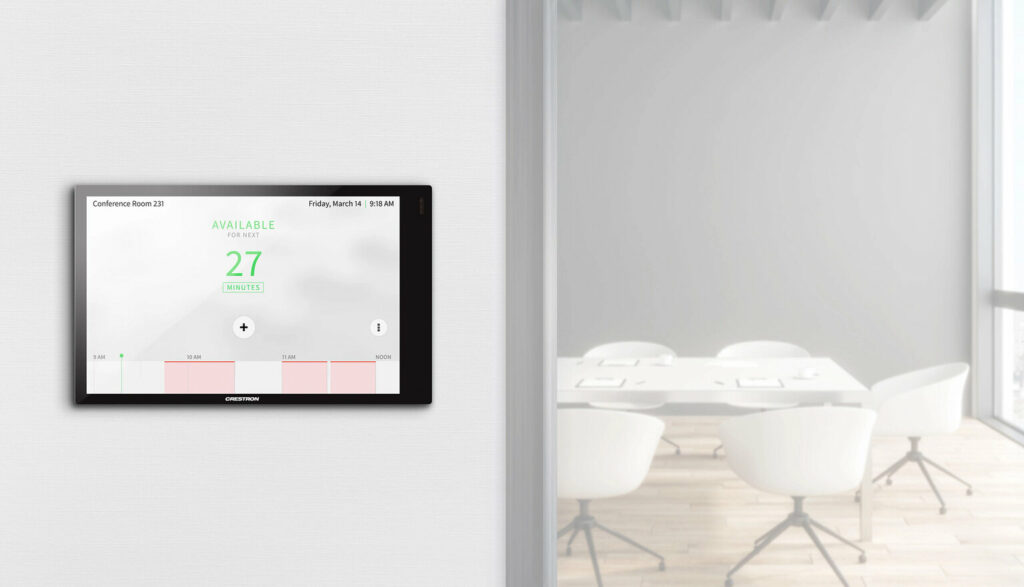 Crestron scheduling touch display for conference and meeting rooms