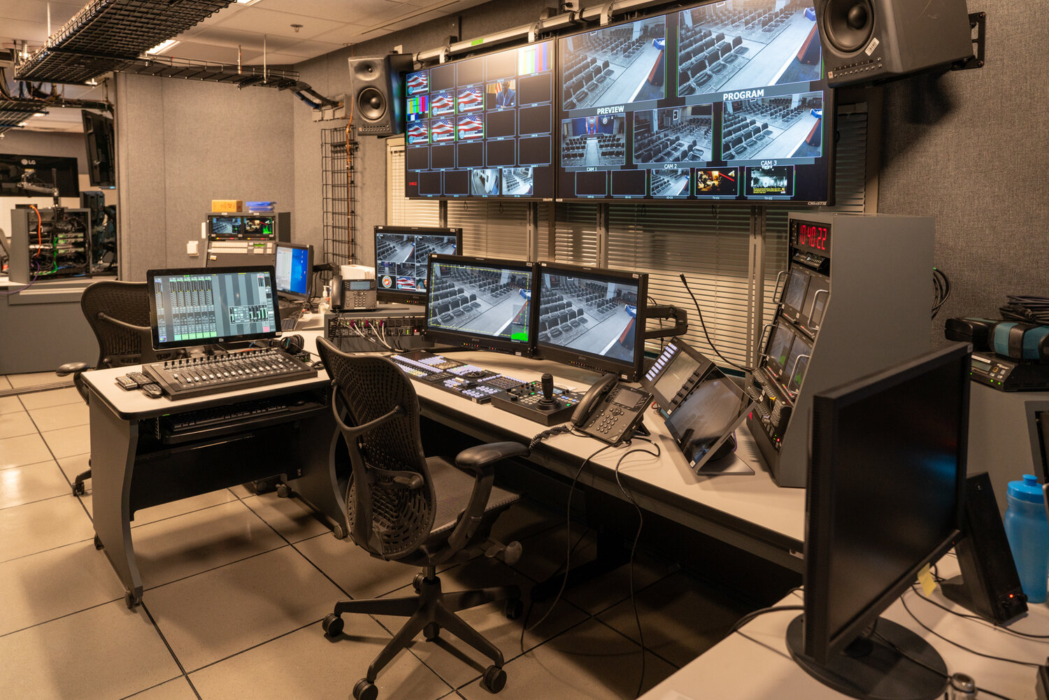 Broadcast control room for the DoD News at the Pentagon.