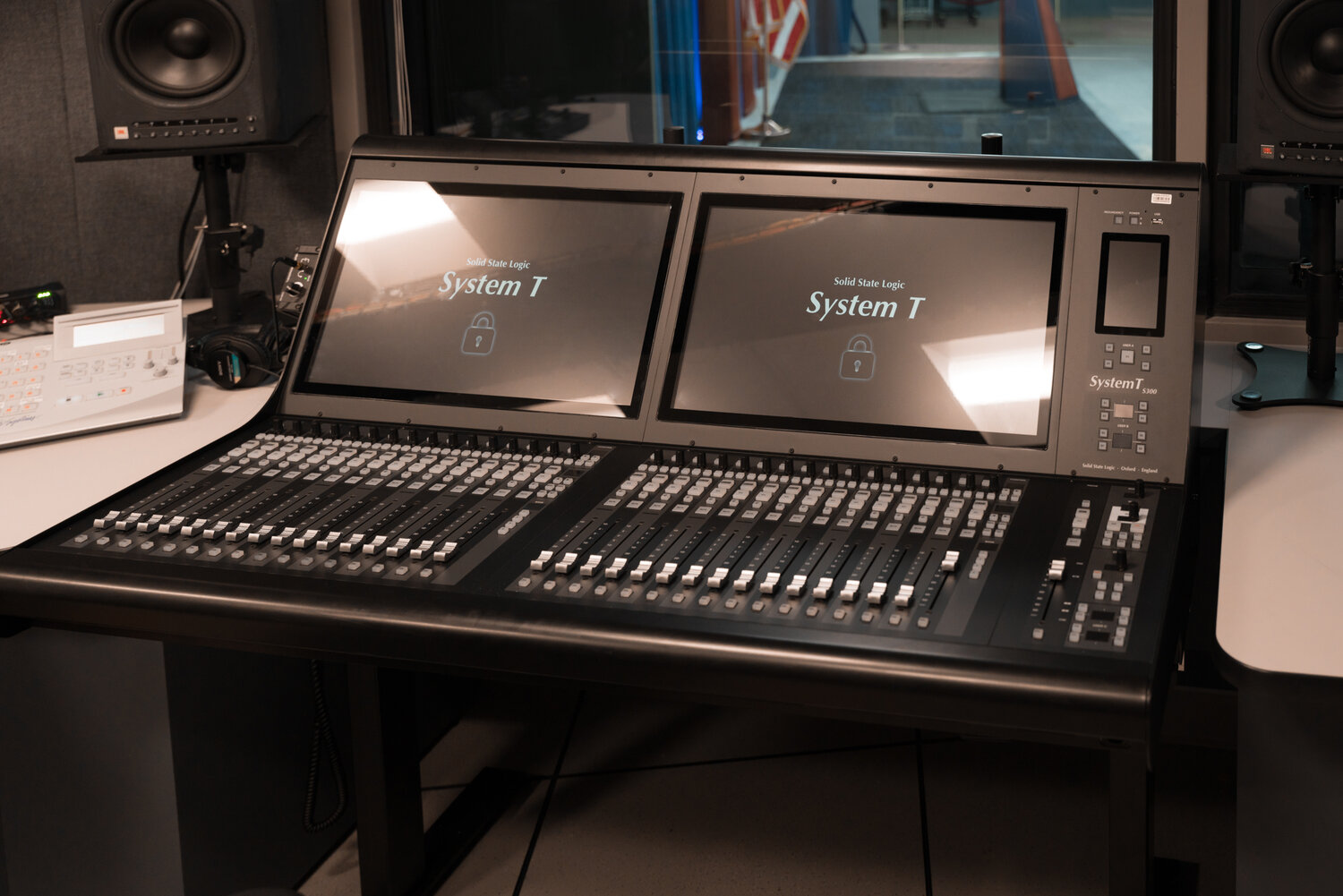 Solid State Logic T-S300 digital mixing console at the Pentagon's OSD PA studio.