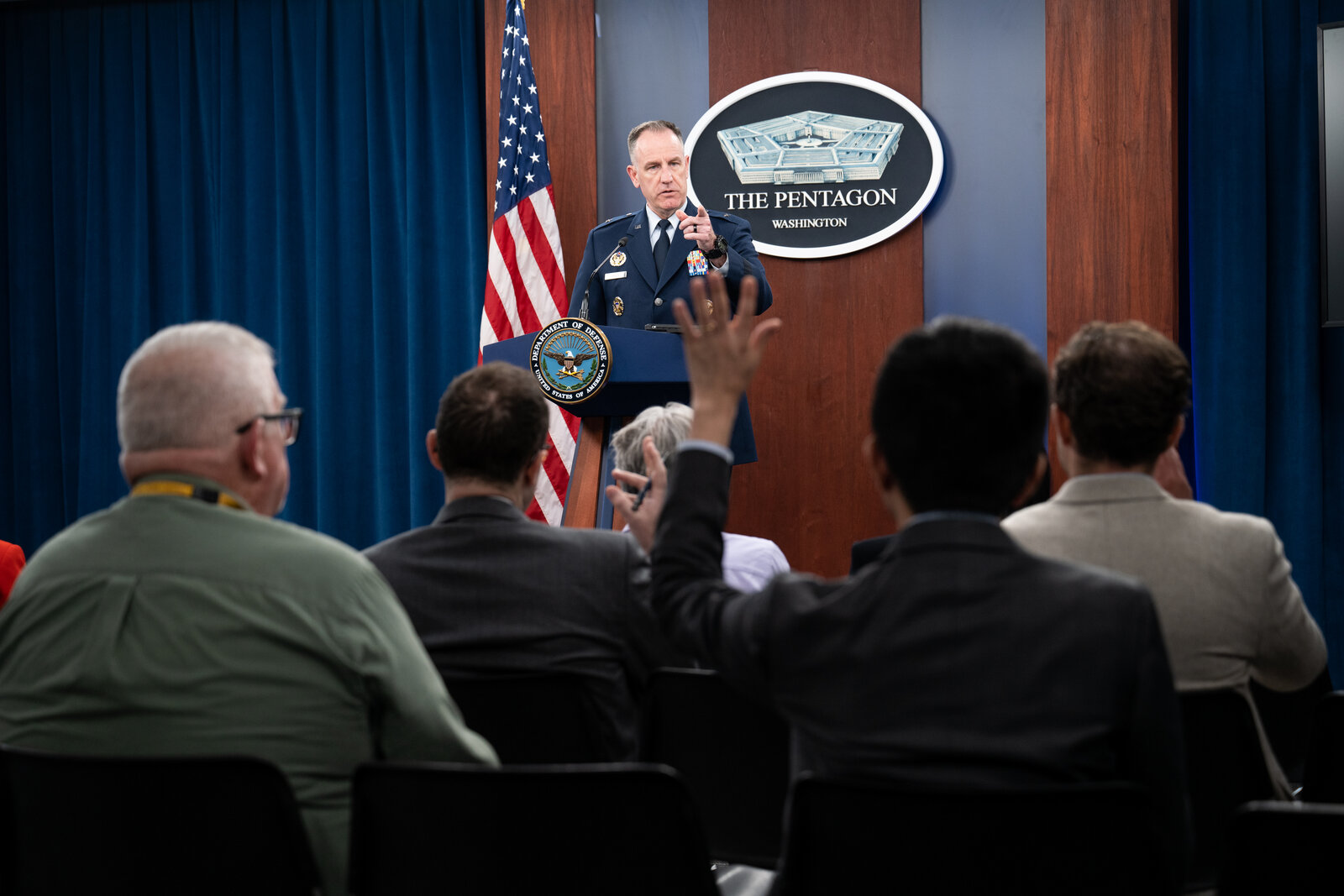 Pentagon Press Secretary Air Force Brig. Gen. Pat Ryder address members of the press during a press conference at the Pentagon, Washington, D.C., June 8, 2023. 