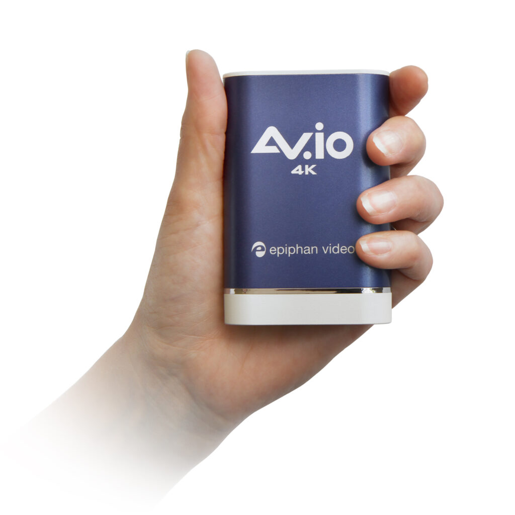AV.io 4K in hand.